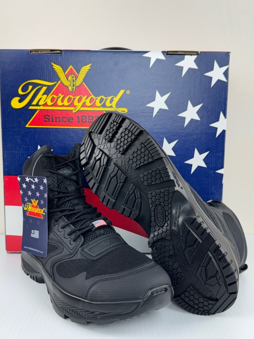 Men's Thorogood 813-6080 7" Black Lightweight Tactical Boots Size 7.5 Wide NEW
